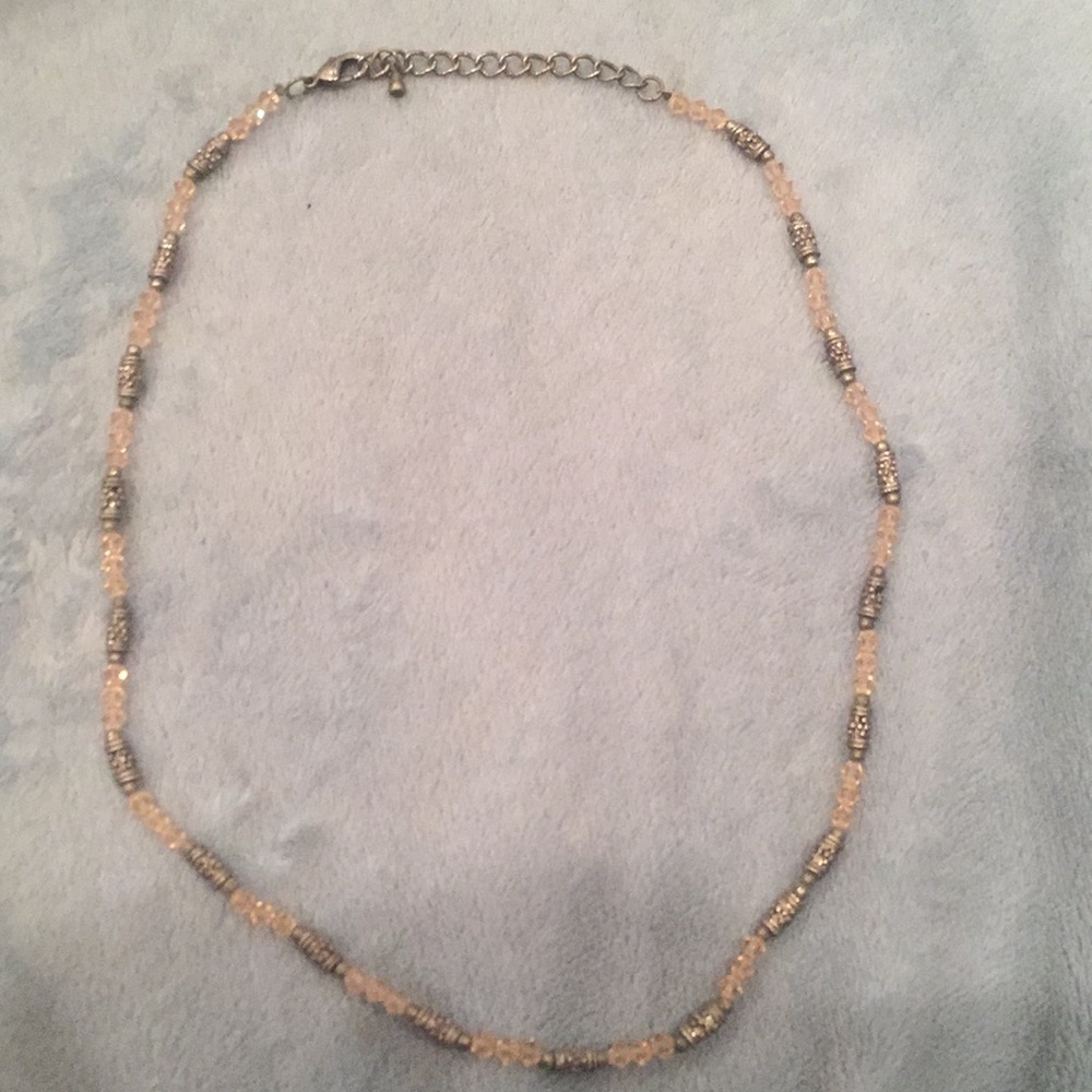 Ice Pink and Silver Beaded Necklace
